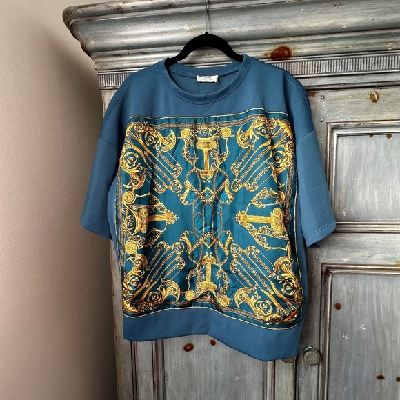 Versace Collections S/S Men's Top with Silk Baroque Print Size 40 - Picture 5 of 10